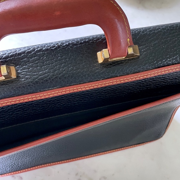 Dooney & Bourke Black Pebbled Leather & Equestrian Rouge Brown Briefcase - Picture 13 of 16